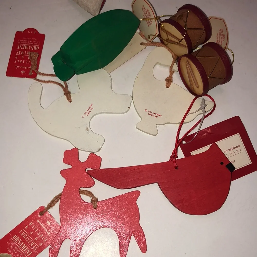 Wooden ornaments Wooden Hallmark Mailable Ornaments 1987
